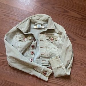 Cropped jean jacket olive green